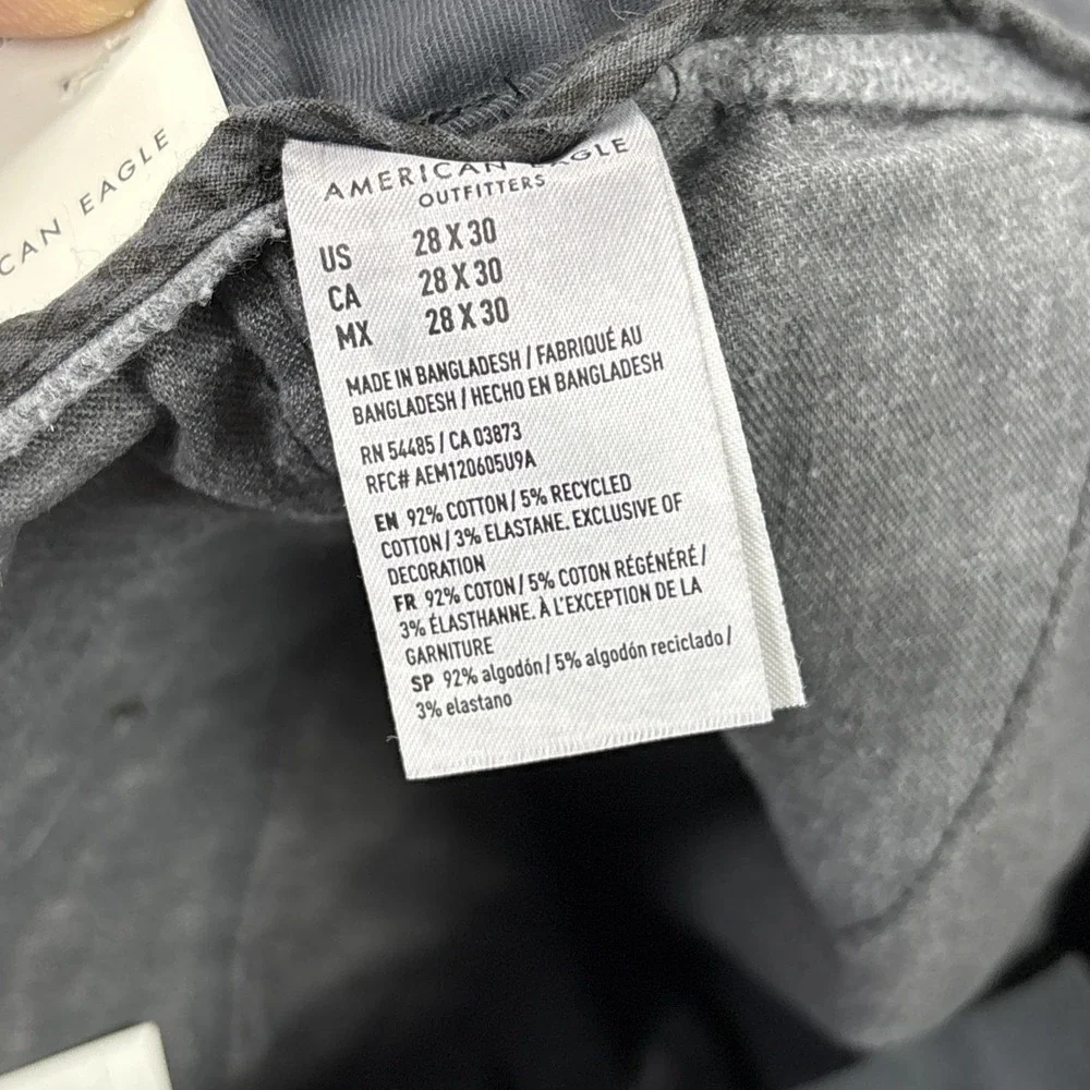American Eagle baggy lived in khakis mens 28x29 TAG-28x30 flex gray Preppy‎ NEW